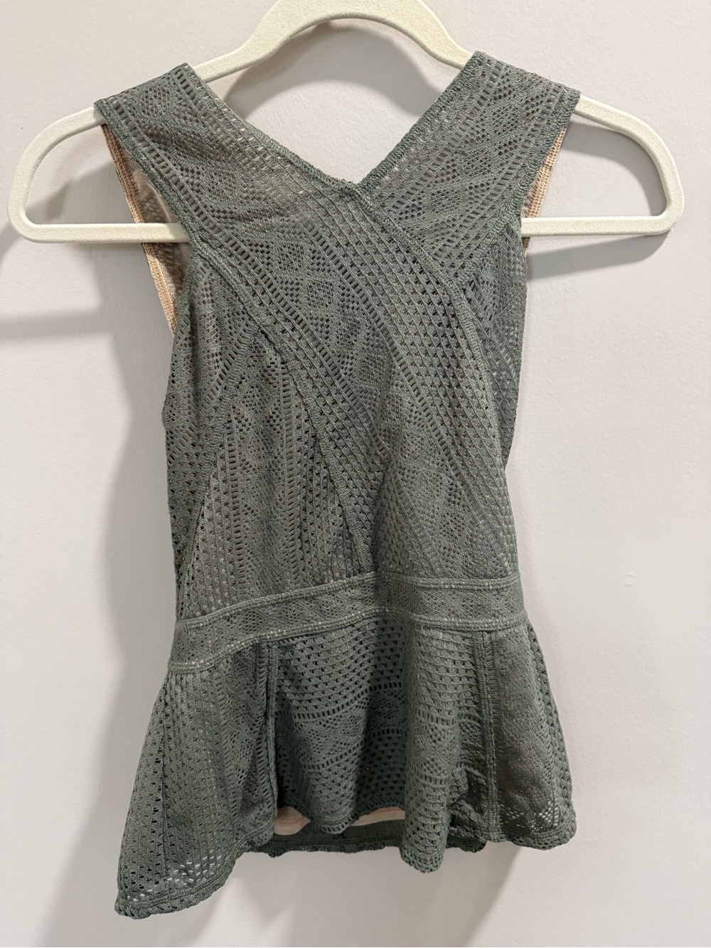 BCBGMaxAzria Olive Green Crochet Top